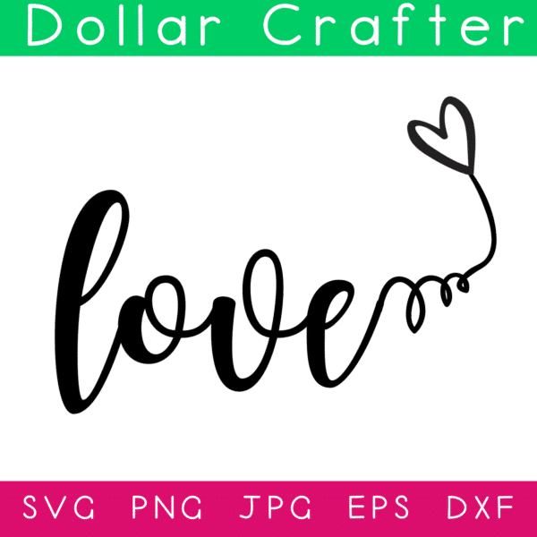 Love Swirly Heart SVG Cut File Set for Cricut or Silhouette