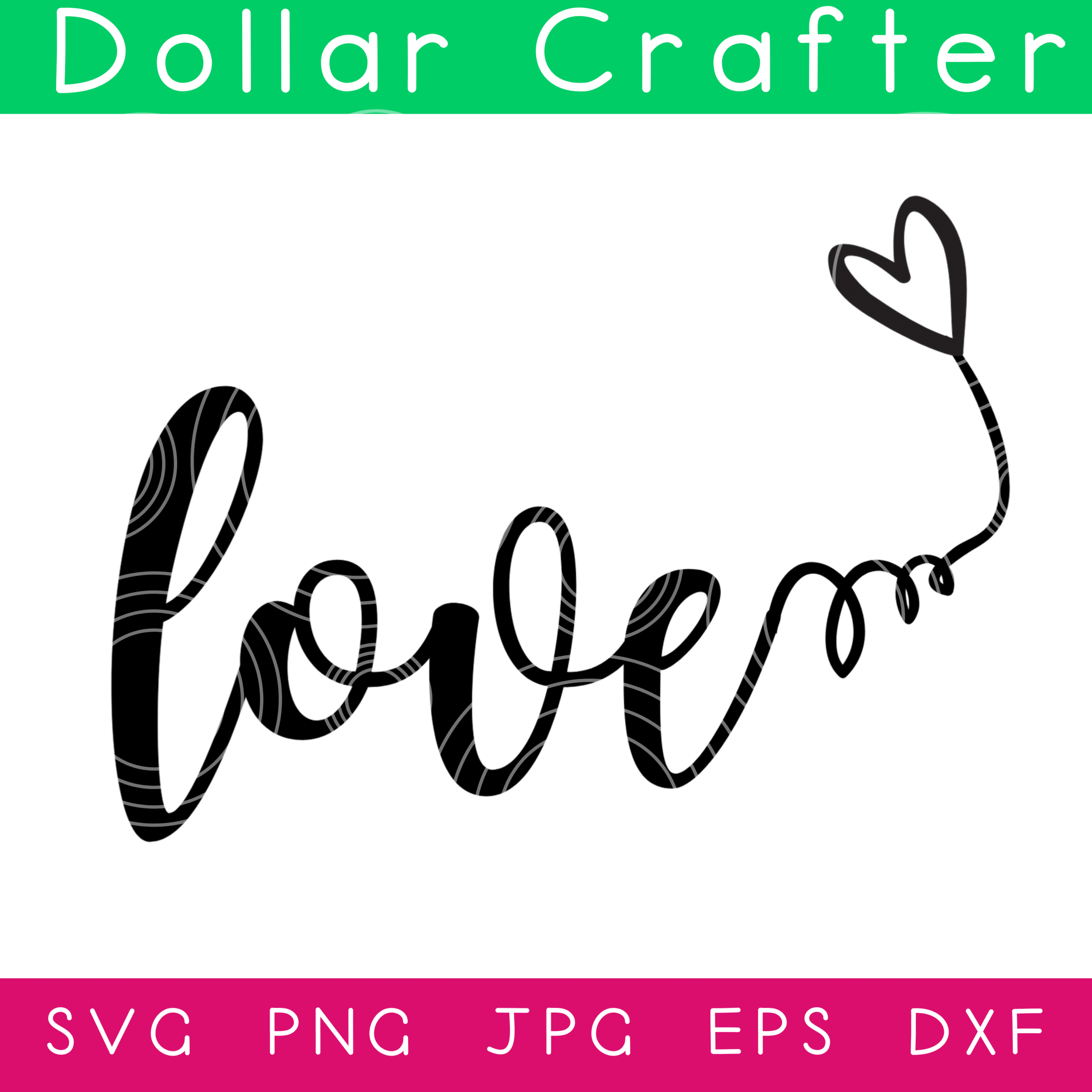 Love Swirly Heart SVG Cut File Set for Cricut or Silhouette