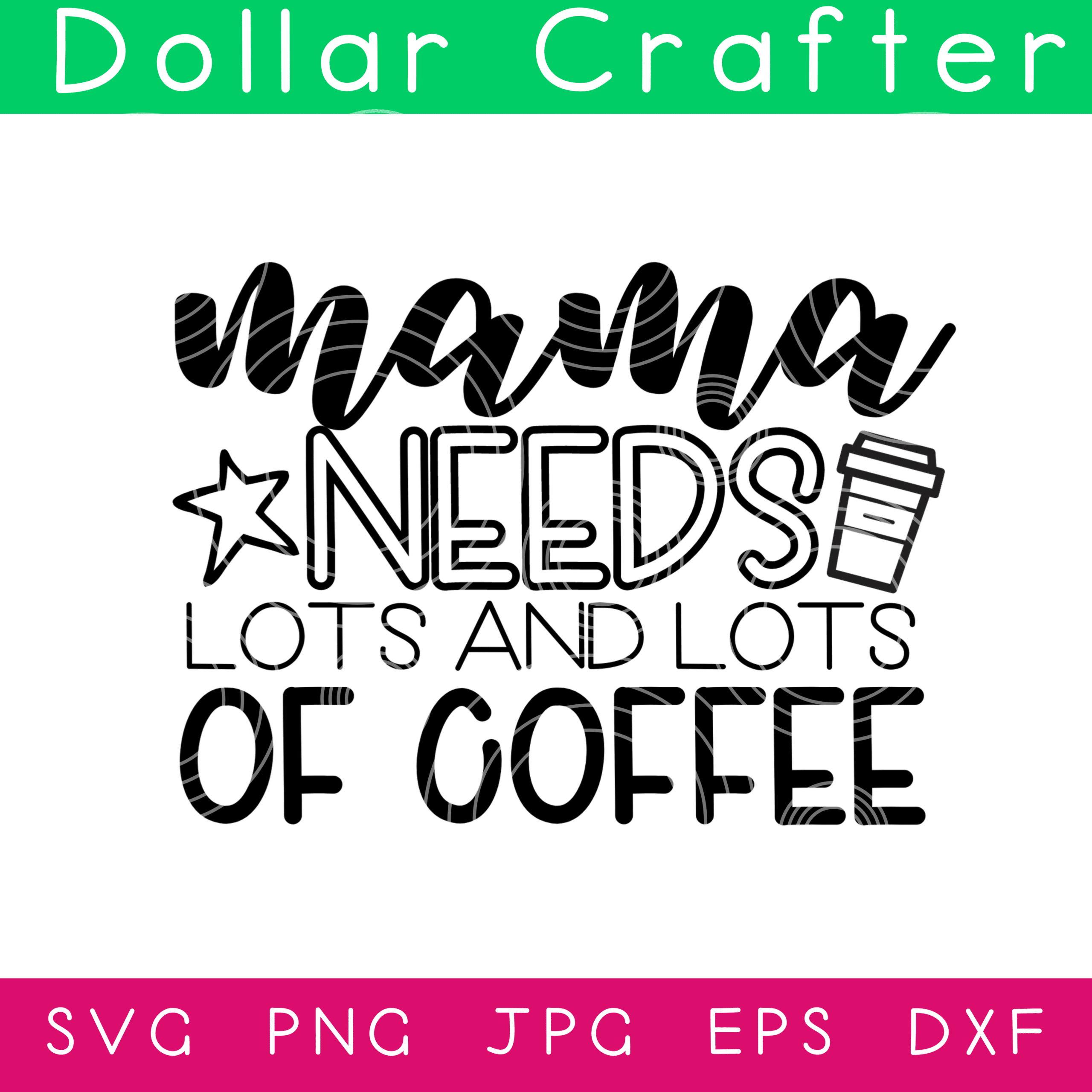 Download Mama Needs Coffee SVG Cut File Set for Cricut or Silhouette ⋆ Dollar Crafter