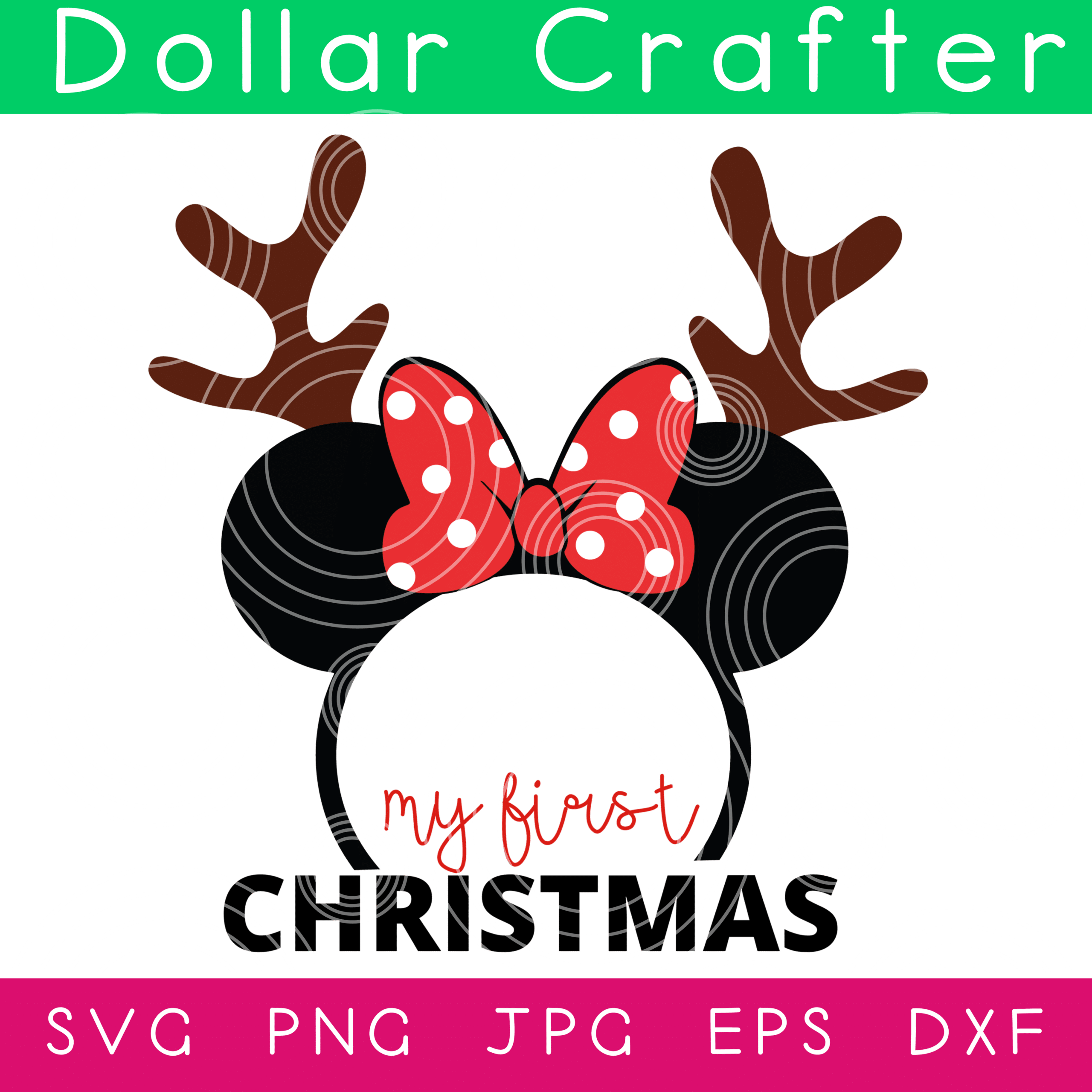Mickey and Minnie My First Christmas SVG Cut File Set for Cricut or Silhouette - Image 3