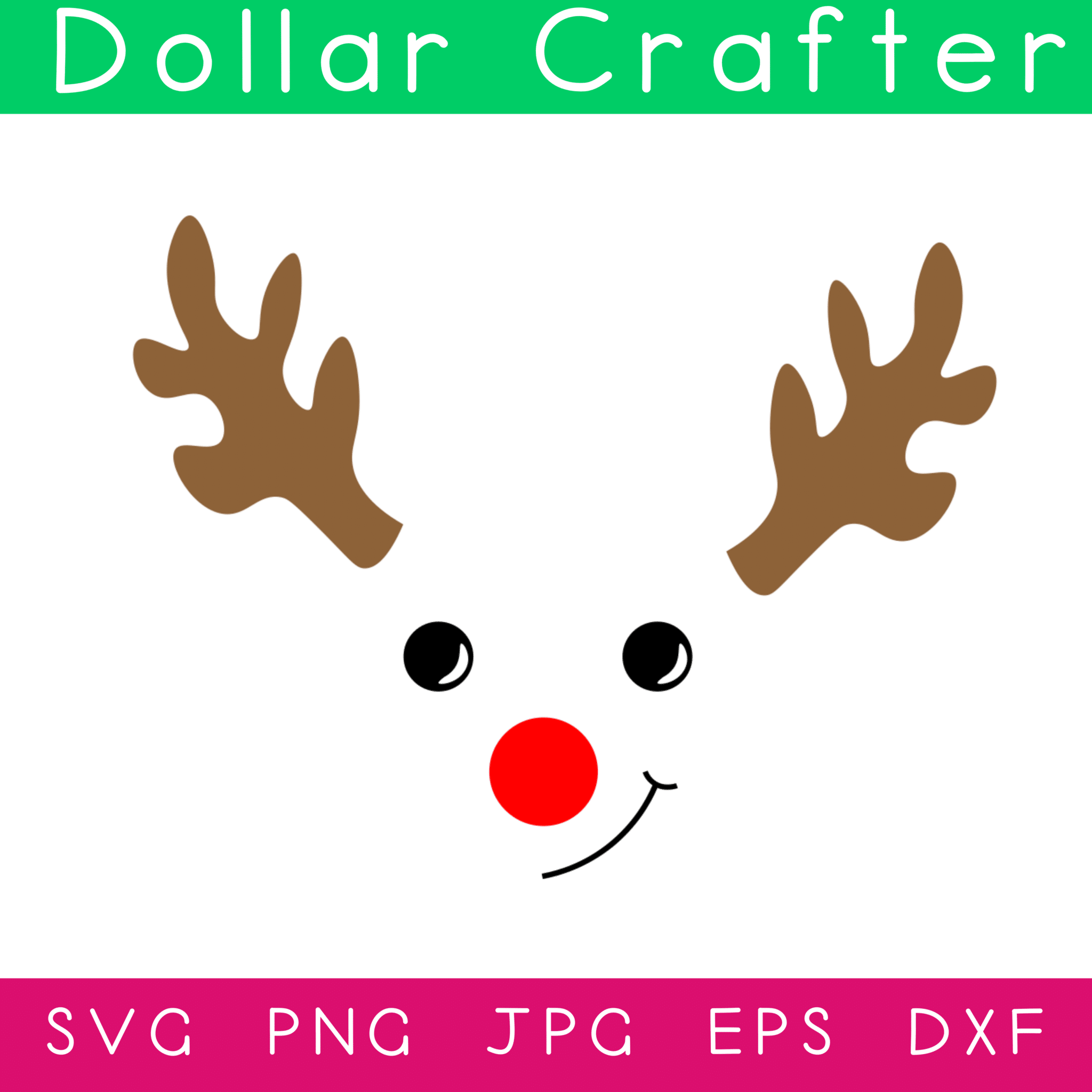 Reindeer Face SVG Cut File Set for Cricut or Silhouette ⋆ Dollar Crafter