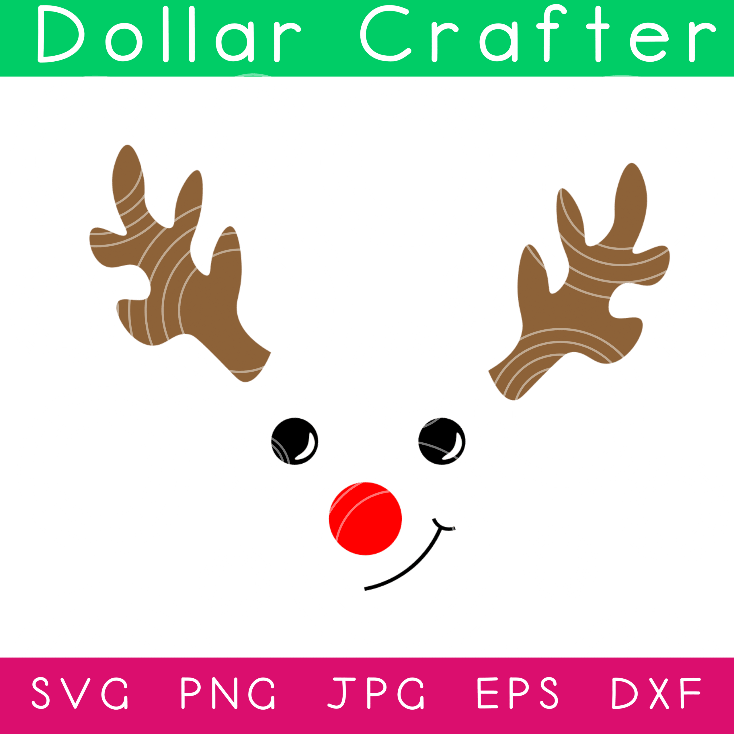 Reindeer Face SVG Cut File Set for Cricut or Silhouette