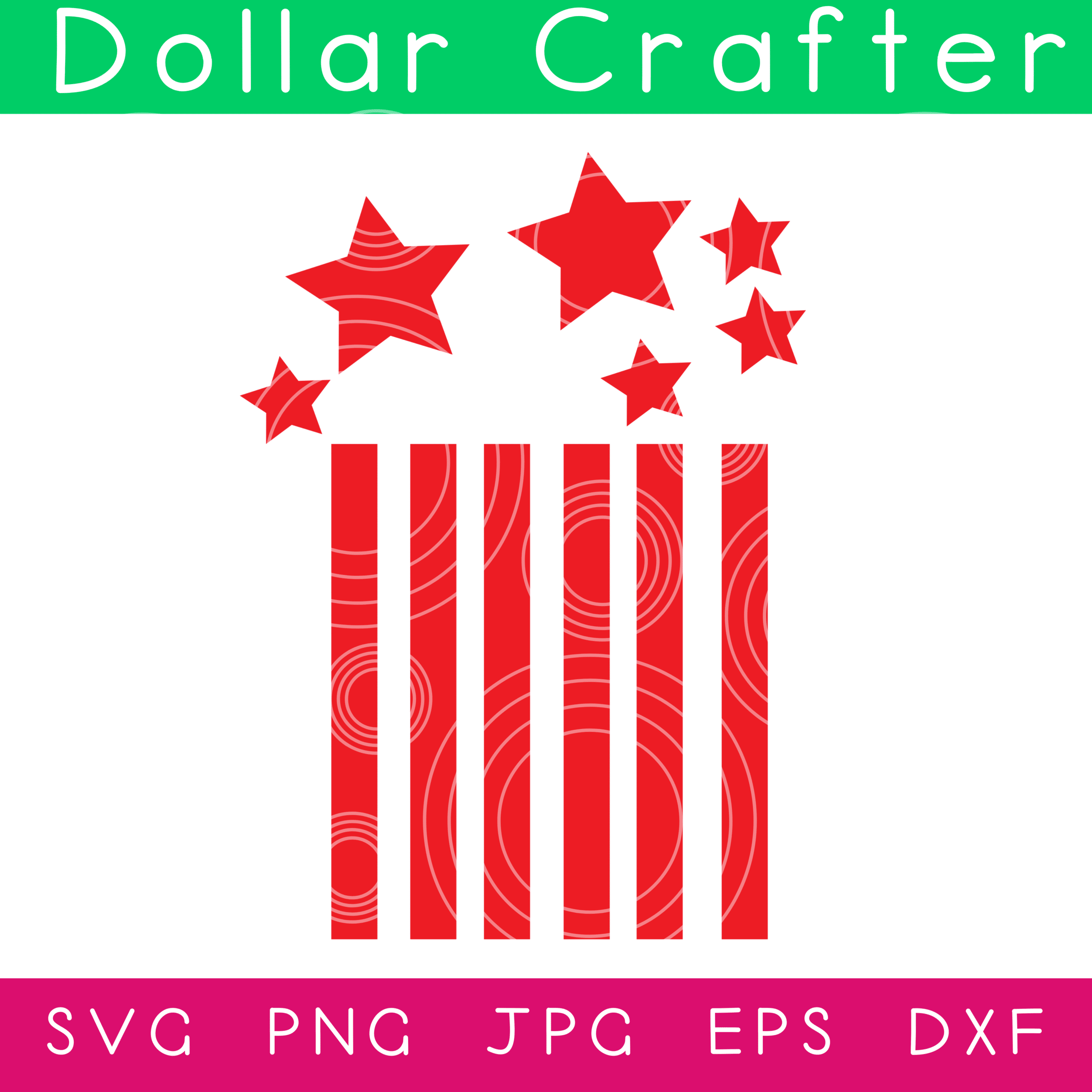 Stars and Stripes Firecracker SVG Cut File Set for Cricut or Silhouette