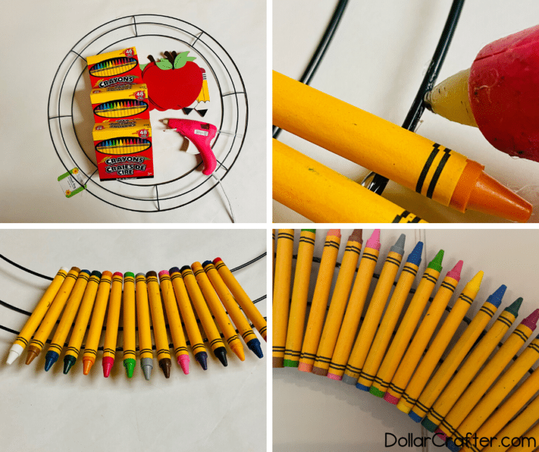 DIY Teacher Crayon Wreath: The Coolest Back to School Gift ⋆ Dollar Crafter