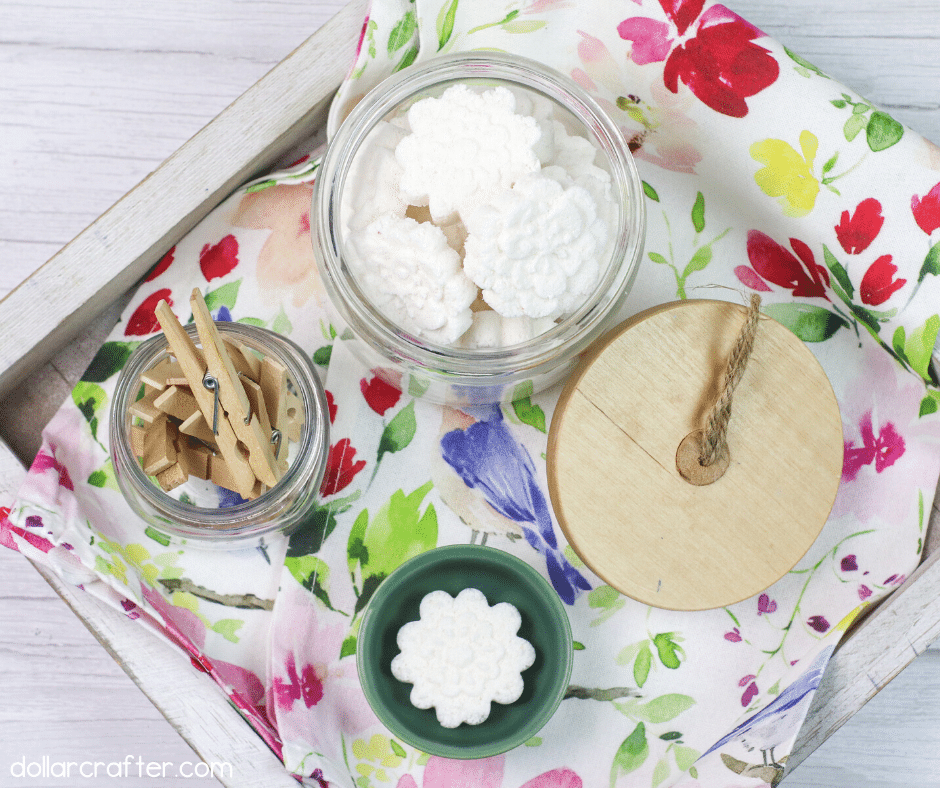 DIY laundry pods on a floral background