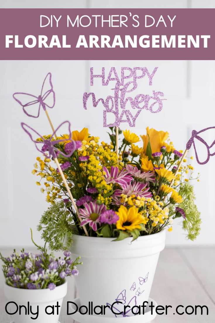 diy mother's day floral arrangement with svg designs